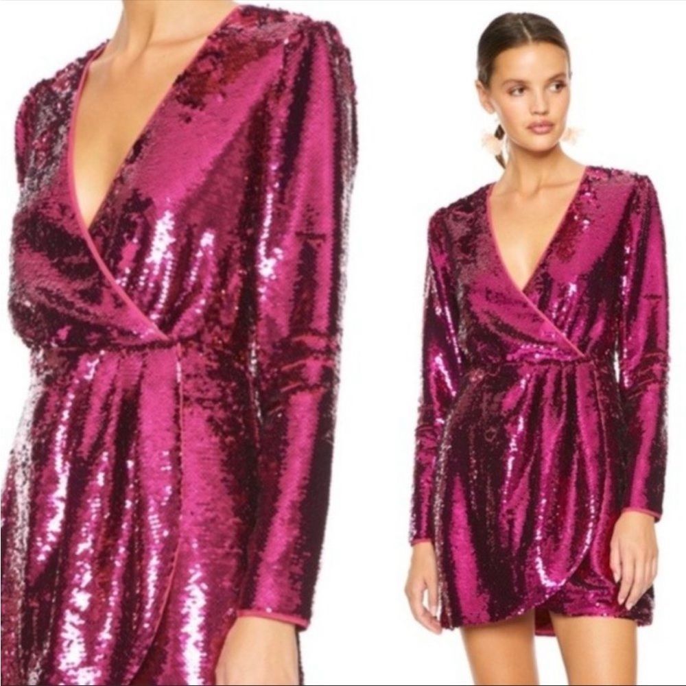 Talulah NWT For Now Mini Sequin Pink Dress Sz S - Picture 1 of 7